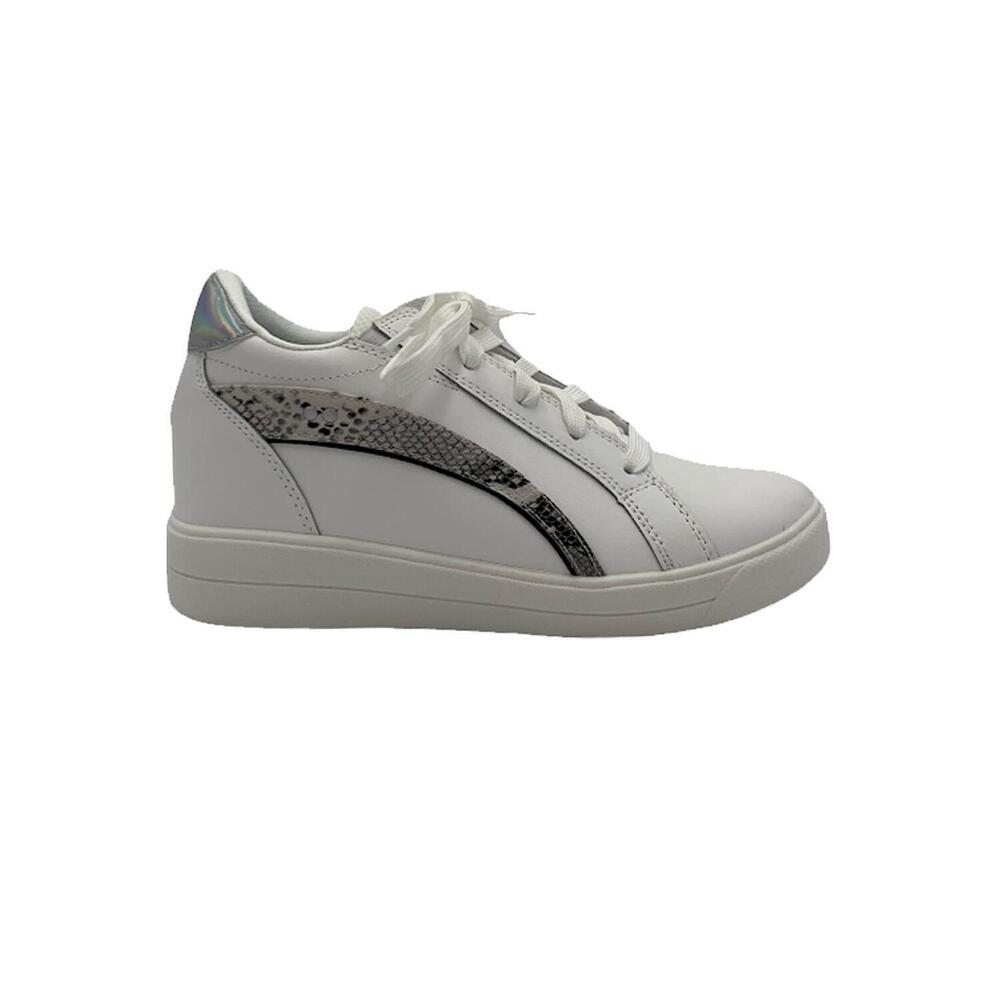 Ryka Leather Lace-Up Sneakers with Animal Accent Viv Brilliant White - Wide